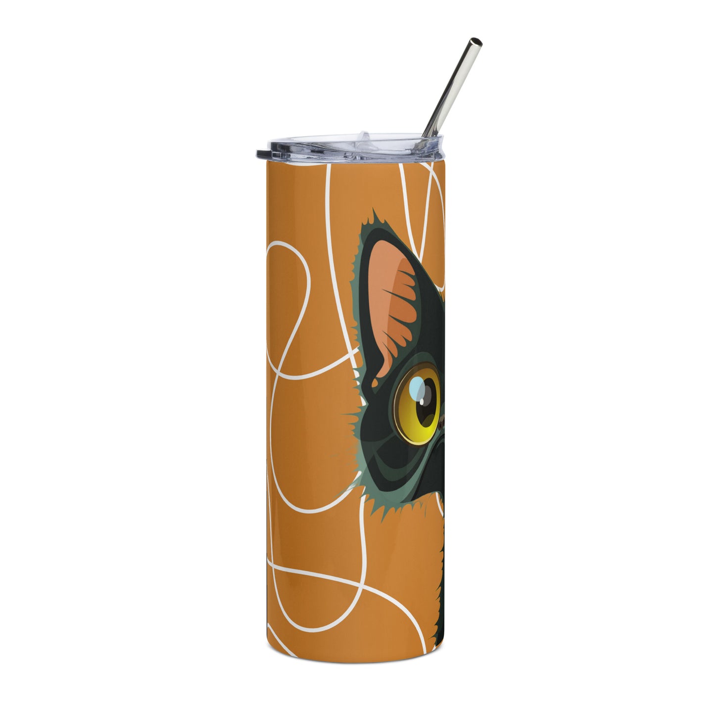 Cat with Orange background Stainless steel tumbler