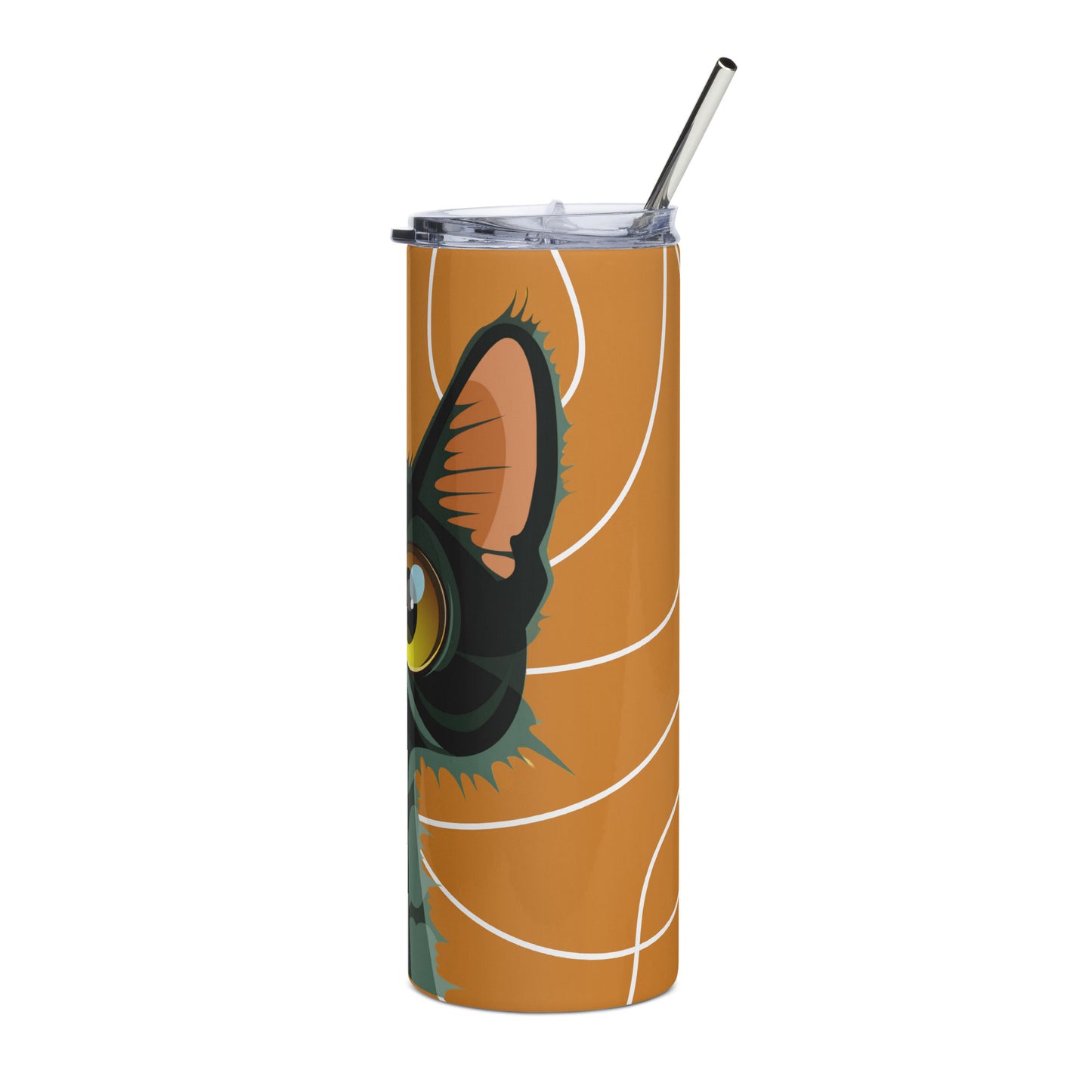 Cat with Orange background Stainless steel tumbler