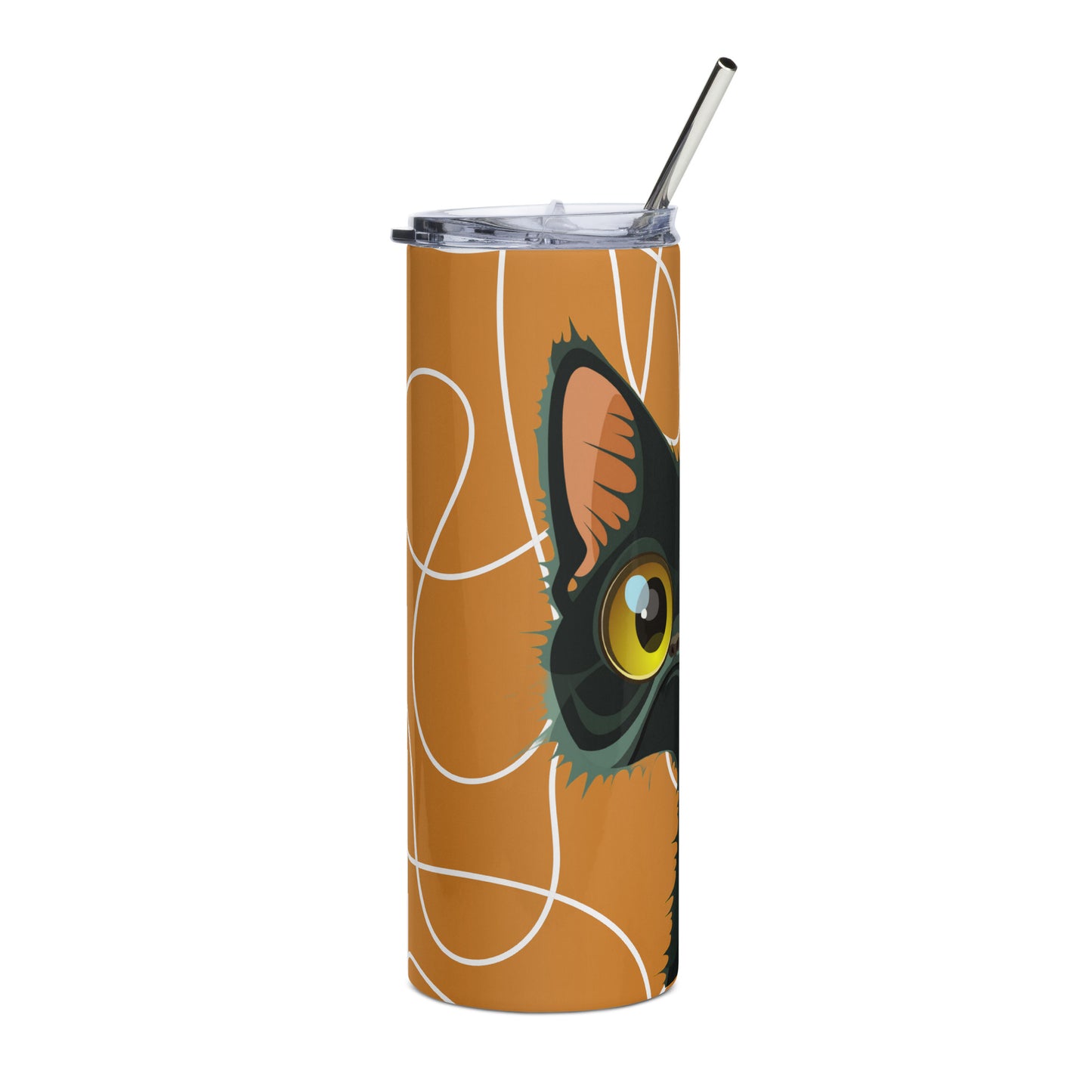 Cat with Orange background Stainless steel tumbler