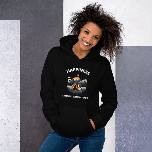 Happiness is Camping with my Dog Unisex Hoodie