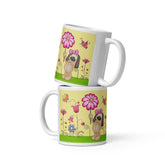 Dog Lover Mug - Doggy Love Flowers White Glossy Mug for Dog Lovers - 4Legz