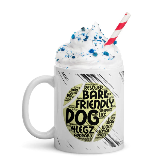 Dog Tennis Ball White glossy mug - 4Legz