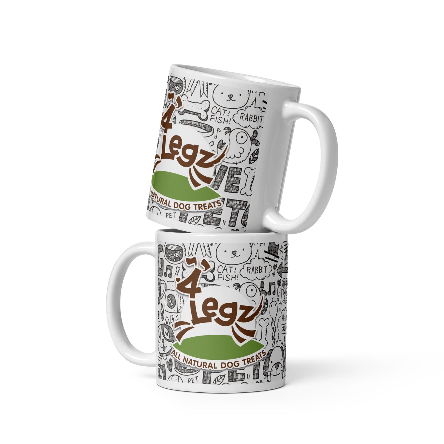 4Legz White glossy mug