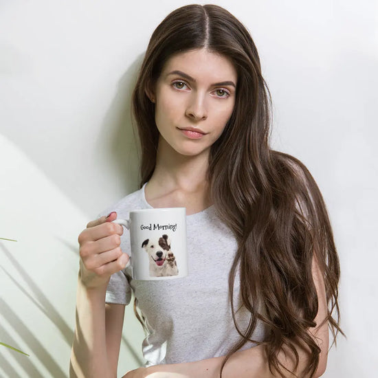 Good Morning Double Sided Dog Mug - White Glossy Finish - 4Legz