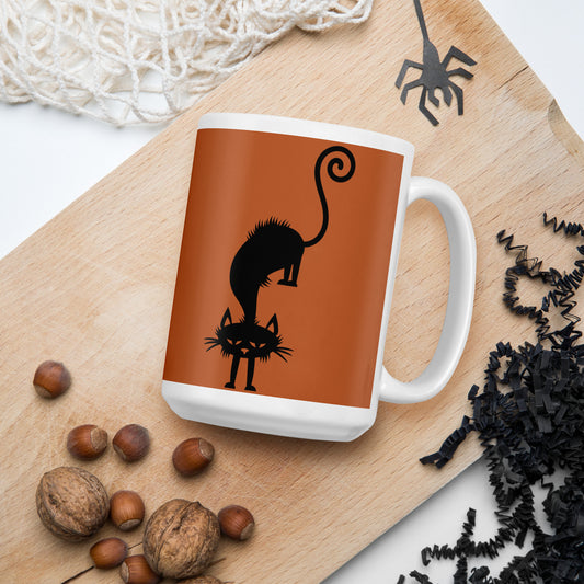Black Cat Orange glossy mug