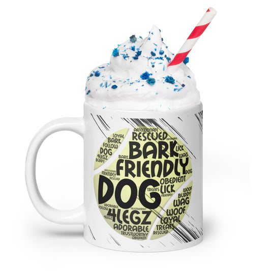 Dog Tennis Ball White glossy mug