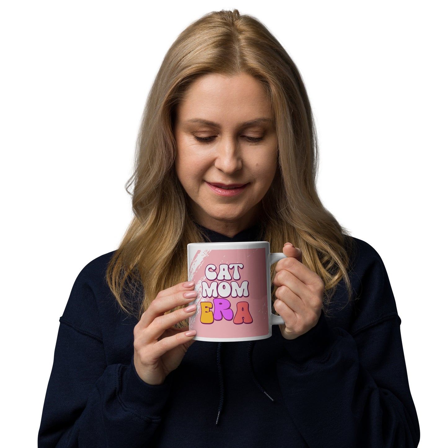 Cat Mom Era White glossy mug