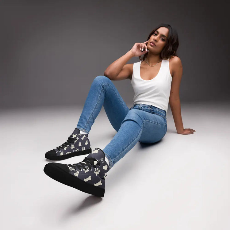Bones and Paws Purple Women’s high top canvas shoes - 4Legz