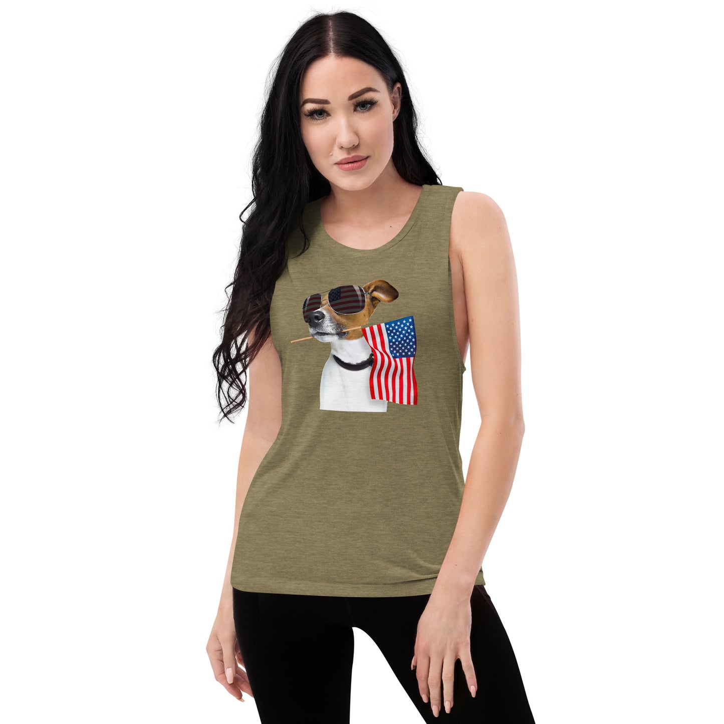 Dog in the USA Ladies’ Muscle Tank