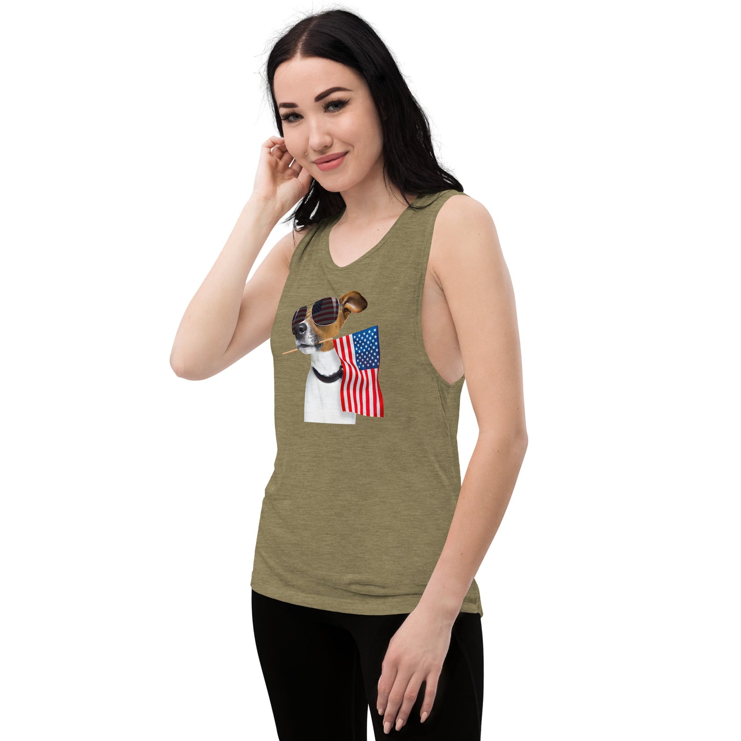 Dog in the USA Ladies’ Muscle Tank