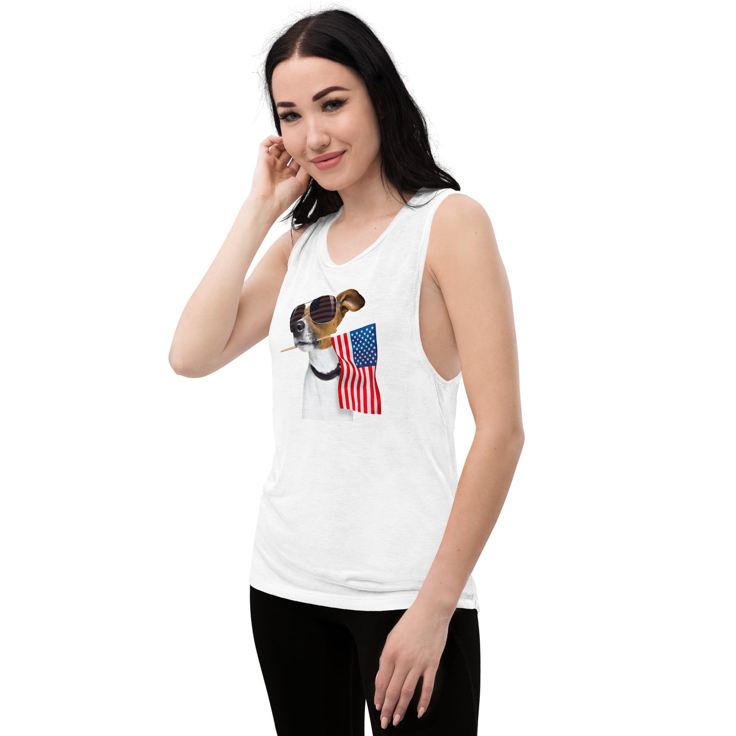 Dog in the USA Ladies’ Muscle Tank