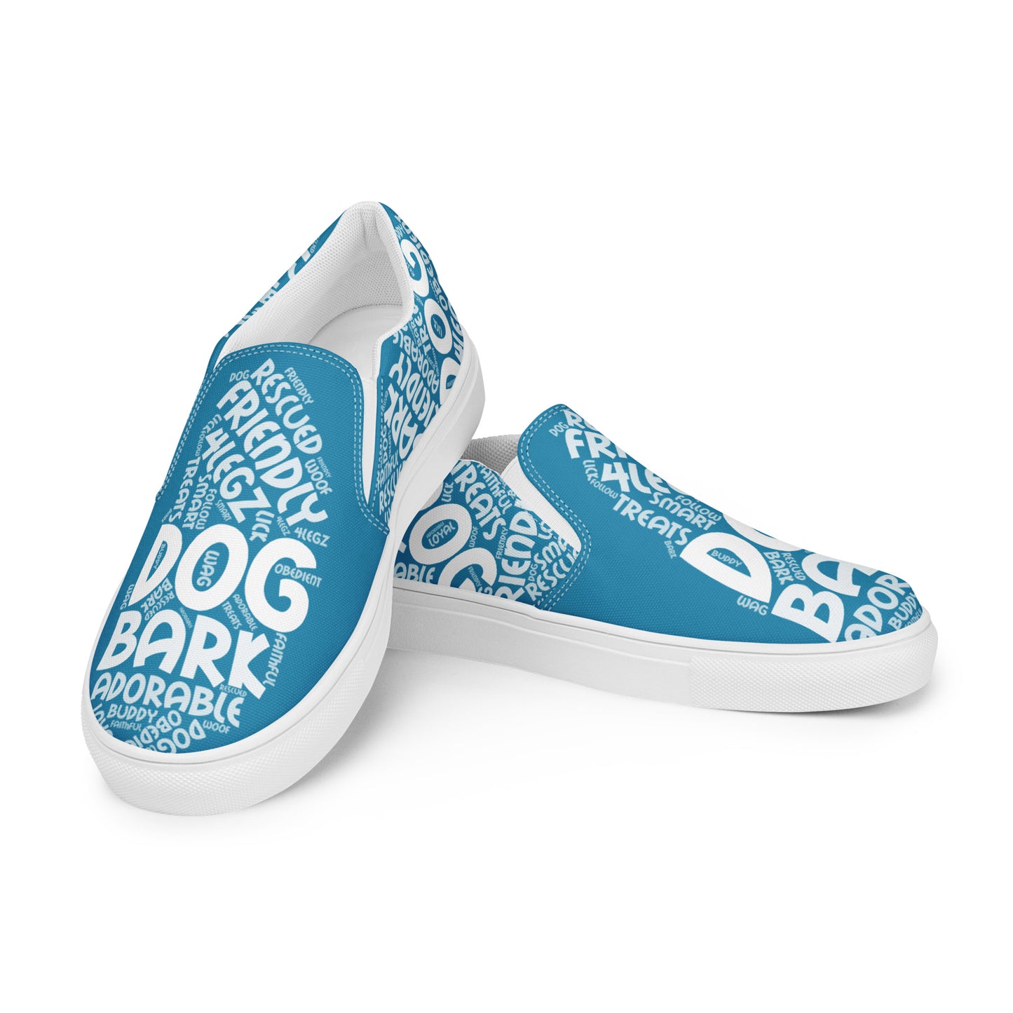 Dog Play on Words Blue Women’s slip-on canvas shoes