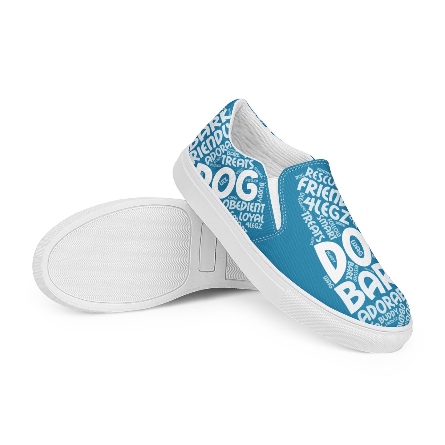 Dog Play on Words Blue Women’s slip-on canvas shoes