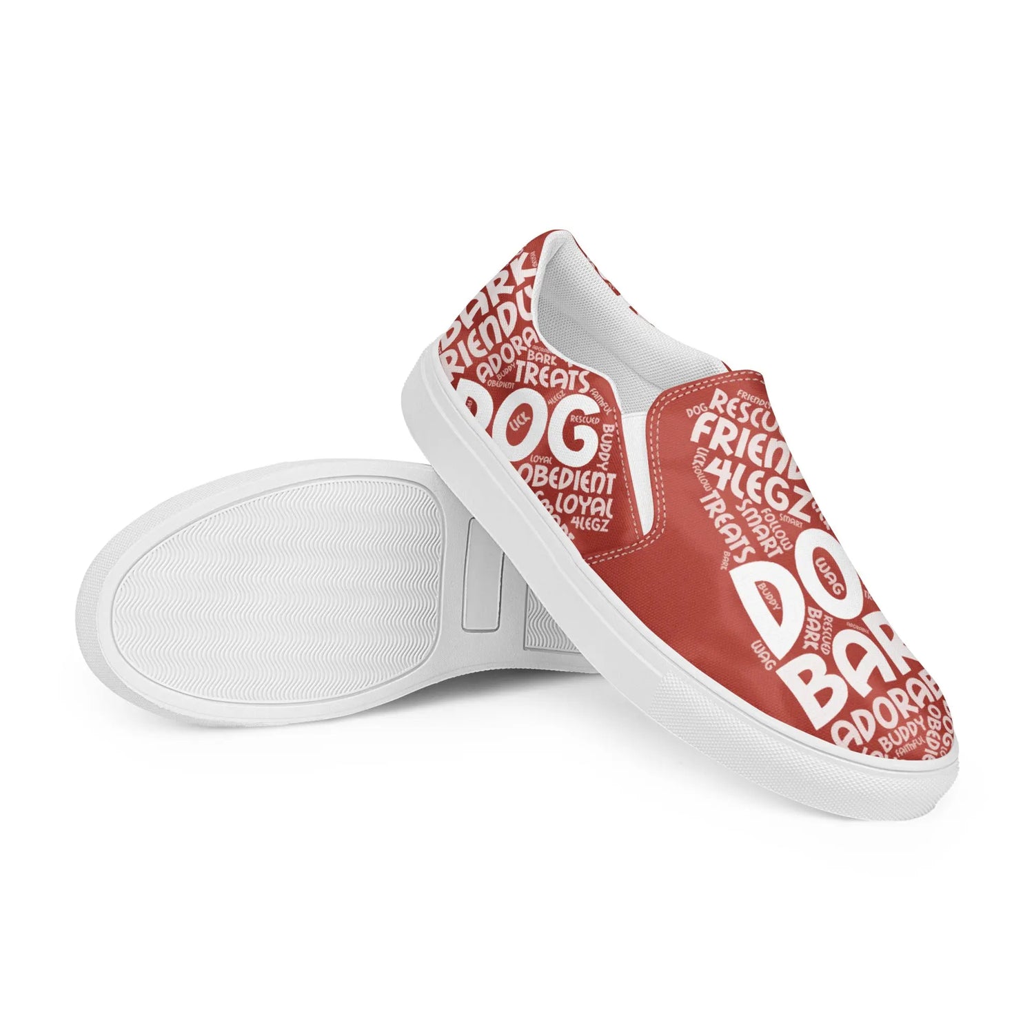 Dog Play on Words Shoes - Red Women’s Slip-On Canvas Shoes - 4Legz
