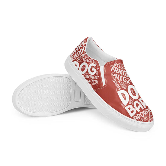 Dog Play on Words Shoes - Red Women’s Slip-On Canvas Shoes - 4Legz
