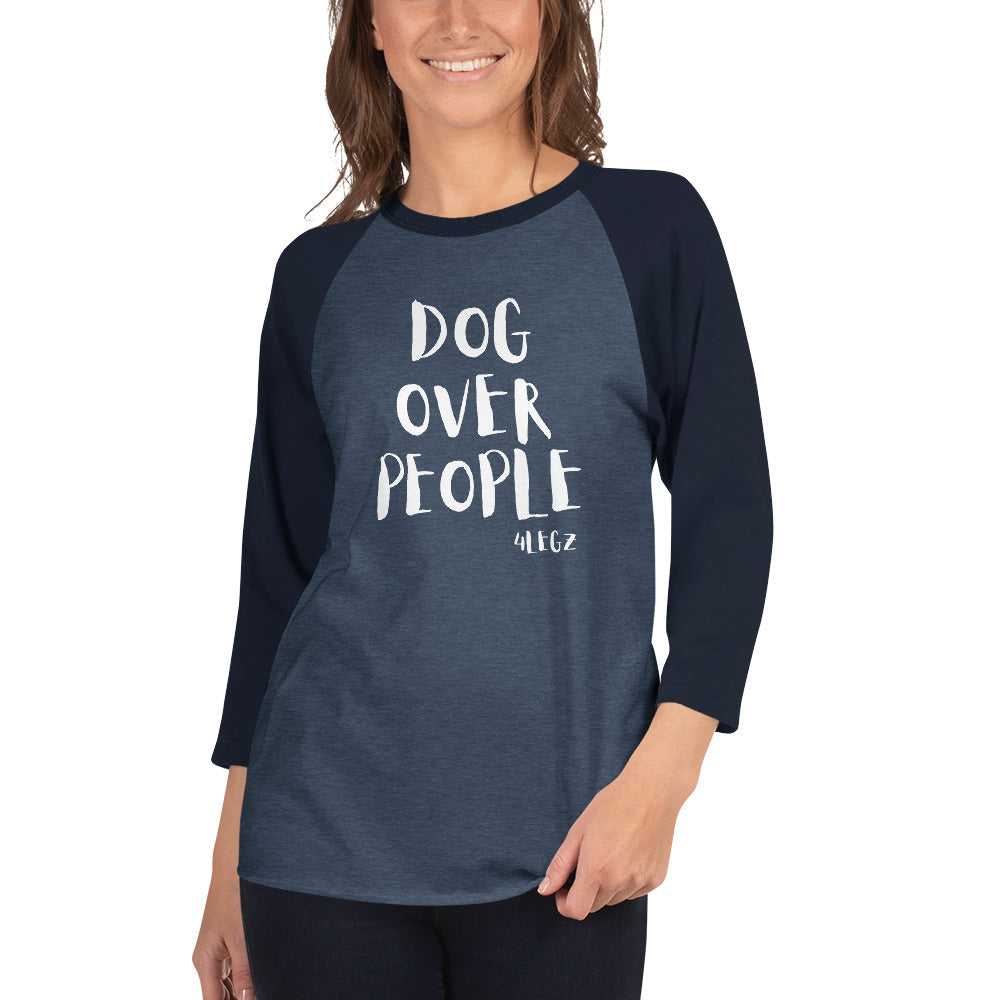 Dog Over People 3/4 sleeve raglan shirt